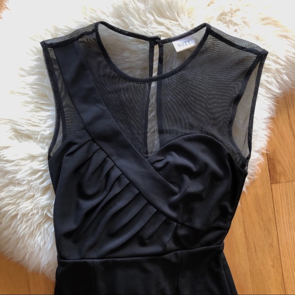 Suzy Shier Dresses & Skirts - SUZY SHIER Black Illusion Neckline Dress